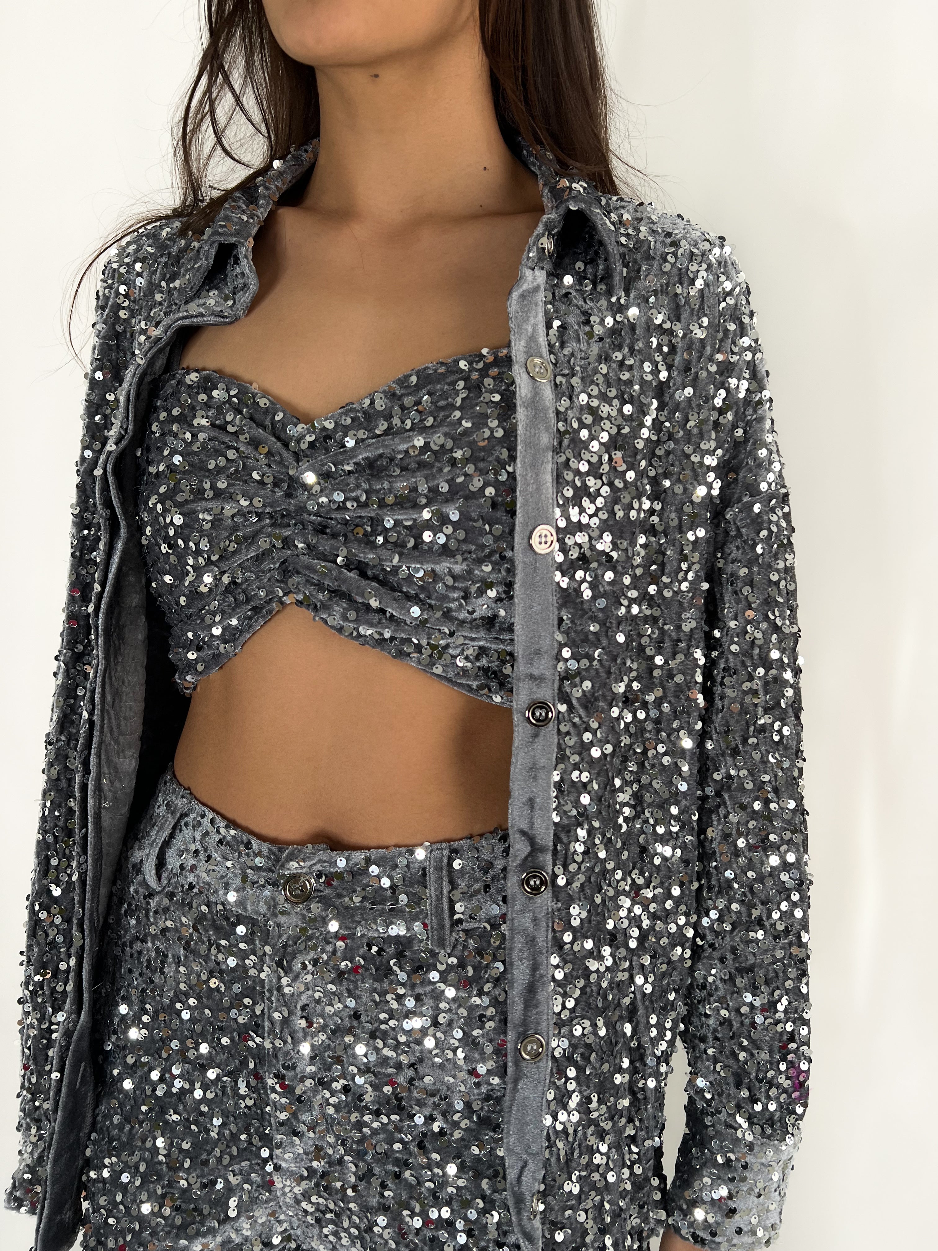 GIULIA SEQUIN T-SHIRT-SILVER