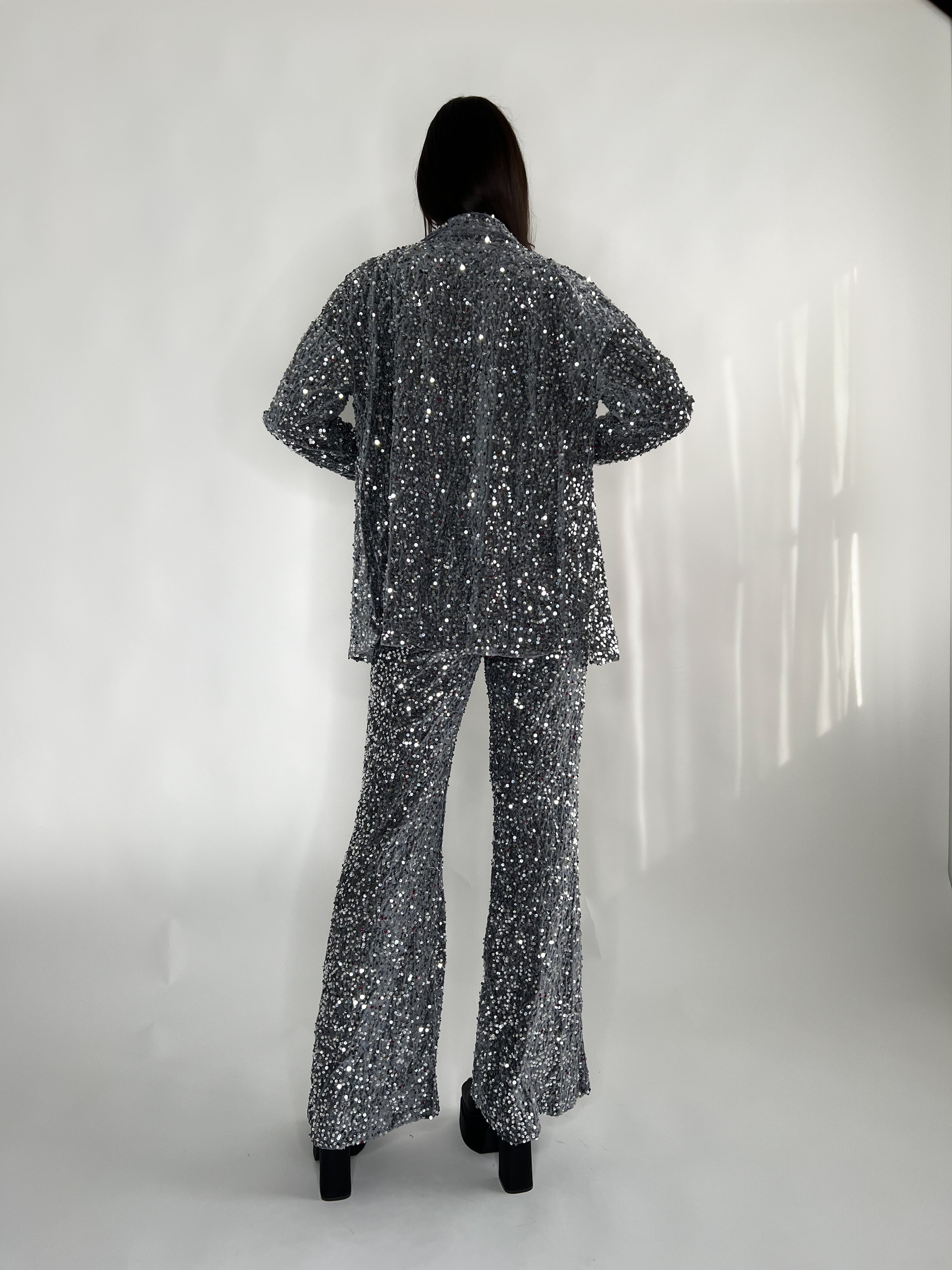 GIULIA SEQUIN PANTS-SILVER