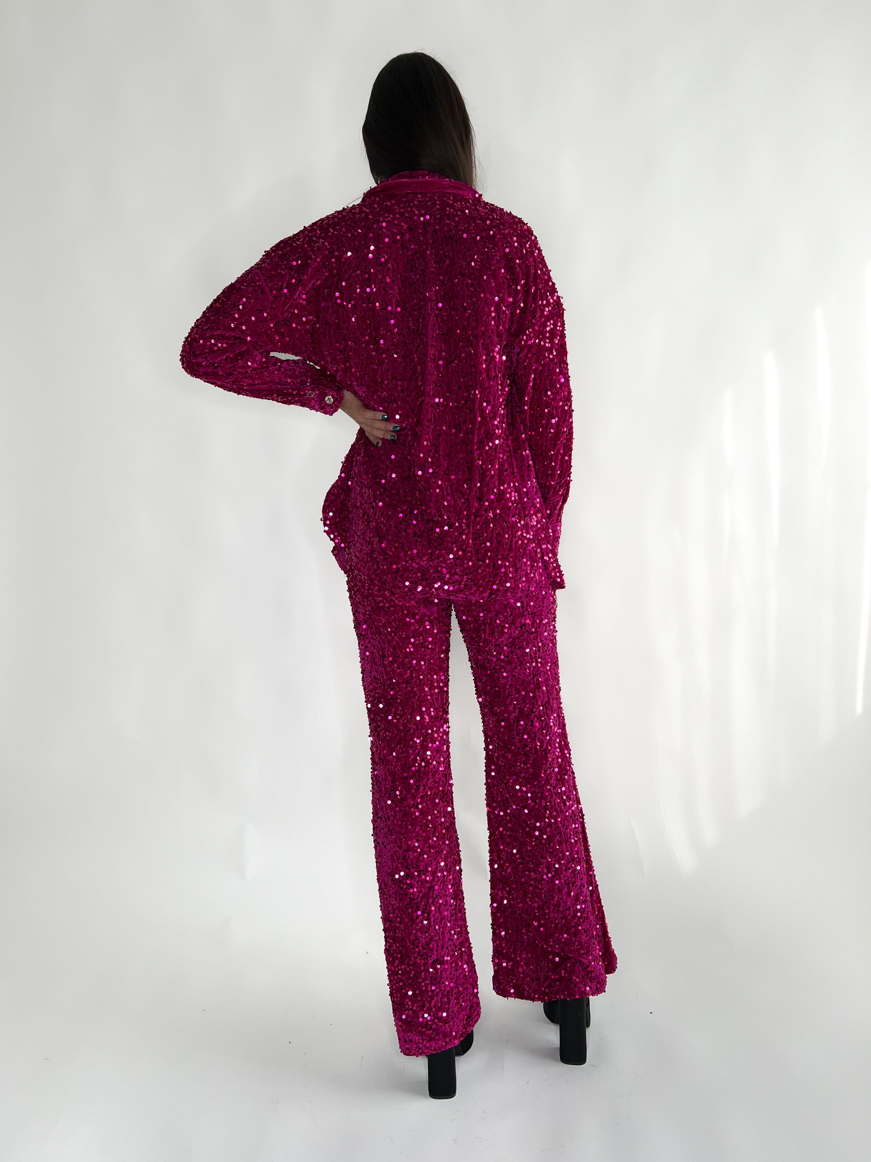 GIULIA SEQUIN PANTS-PINK