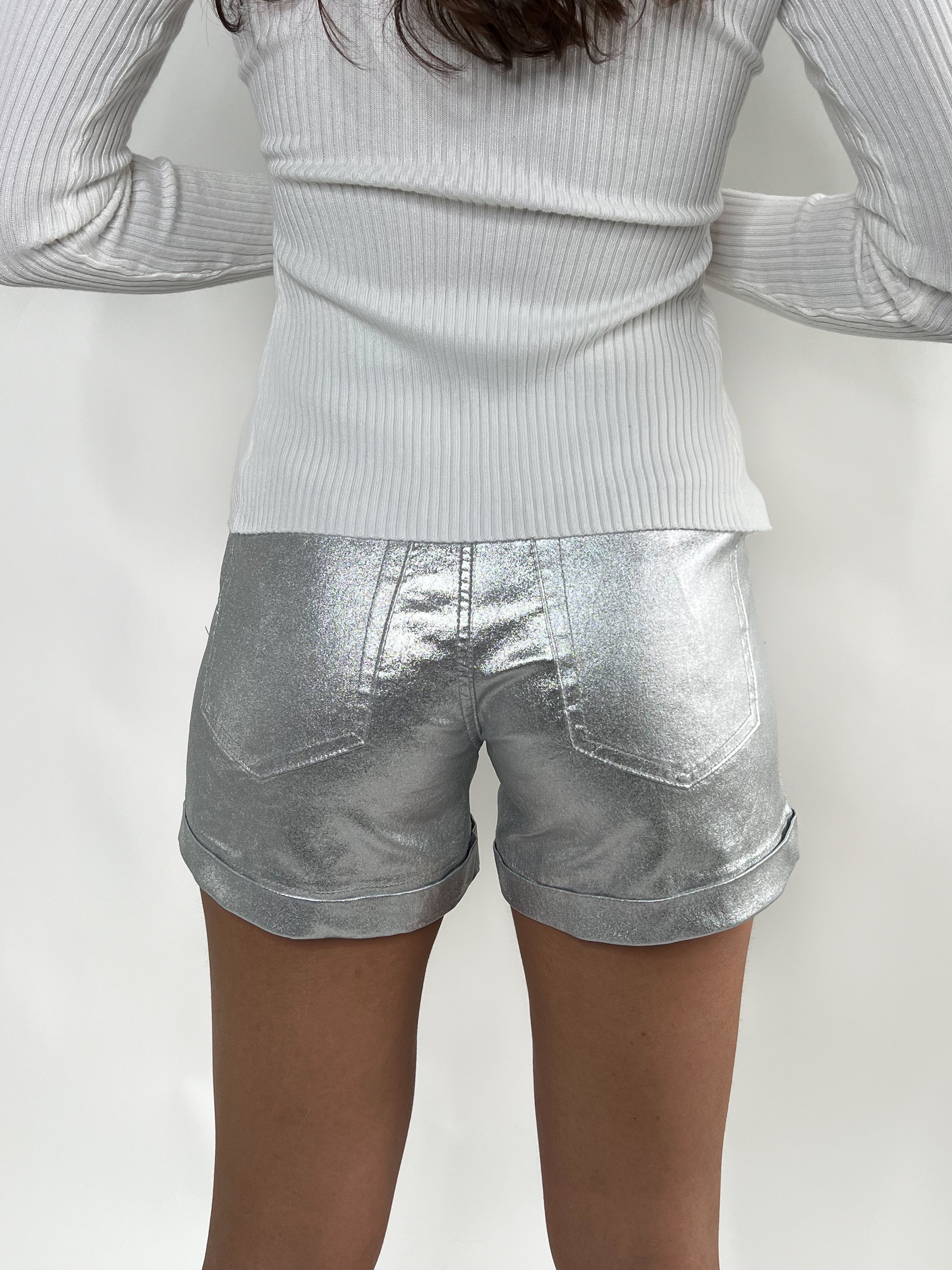 THELMA METALLIC SHORT - SILVER