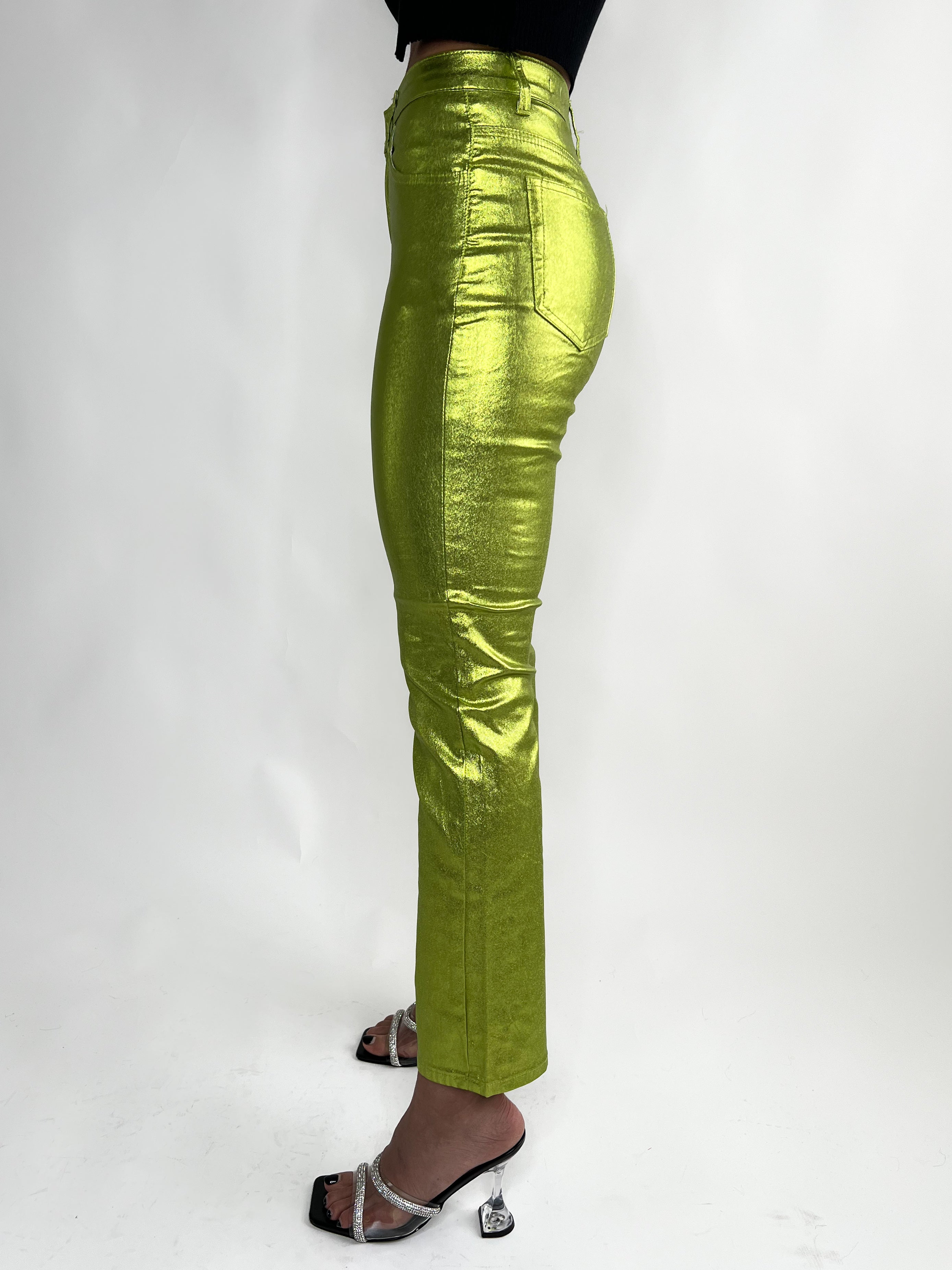 ZINNIA METALLIC PANTS-GREEN