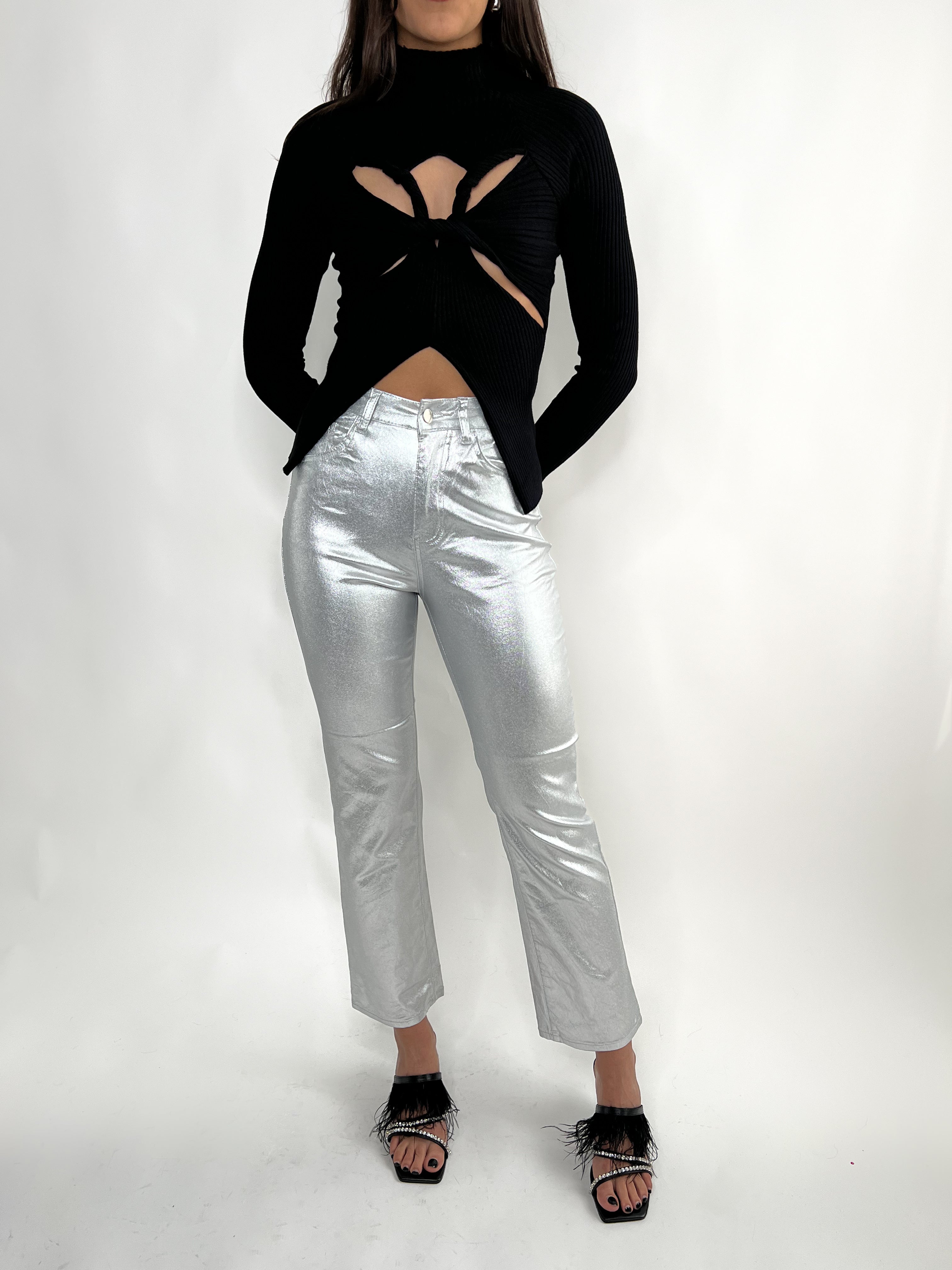 ZINNIA METALLIC PANTS-SILVER