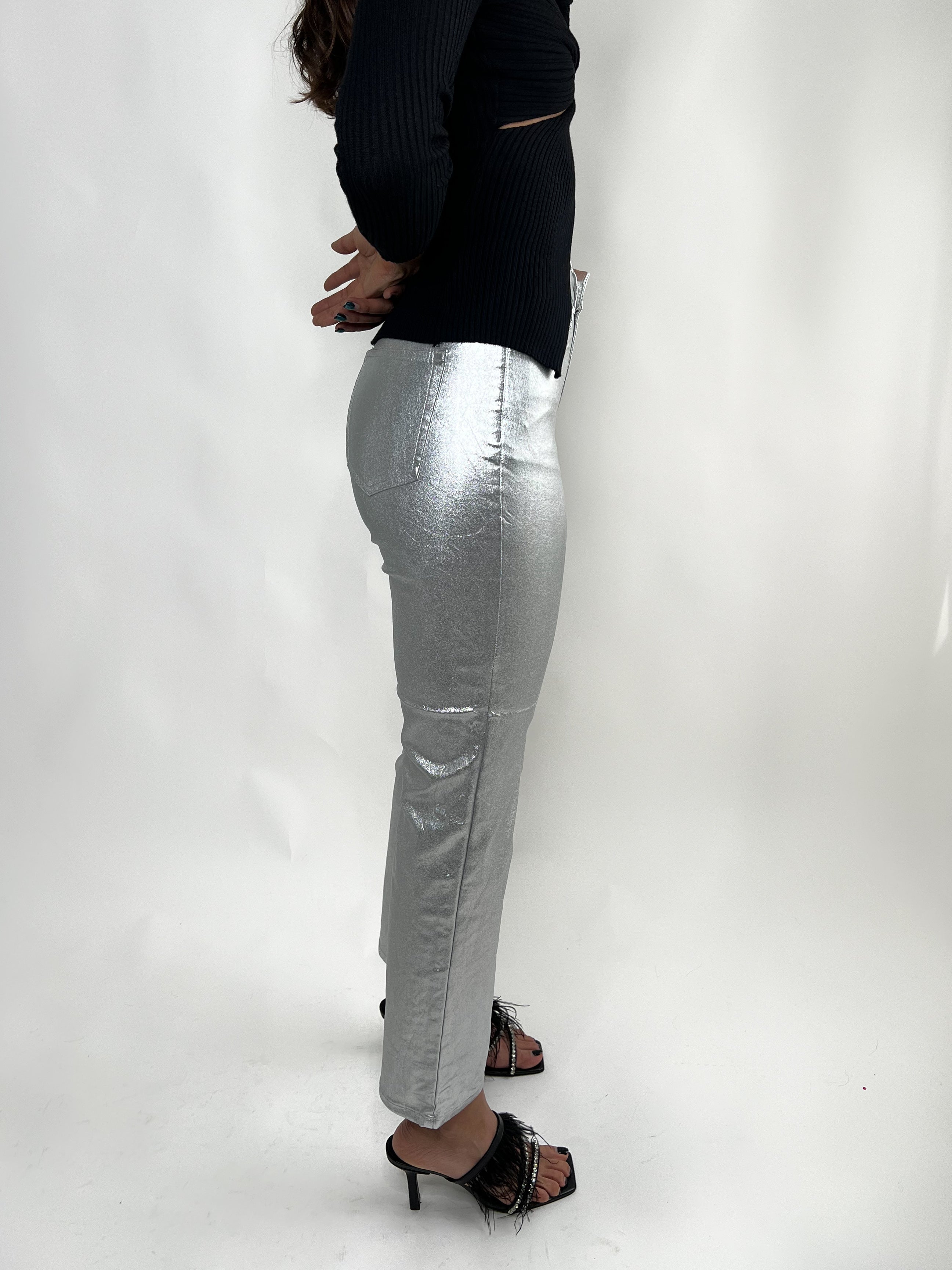 ZINNIA METALLIC PANTS-SILVER