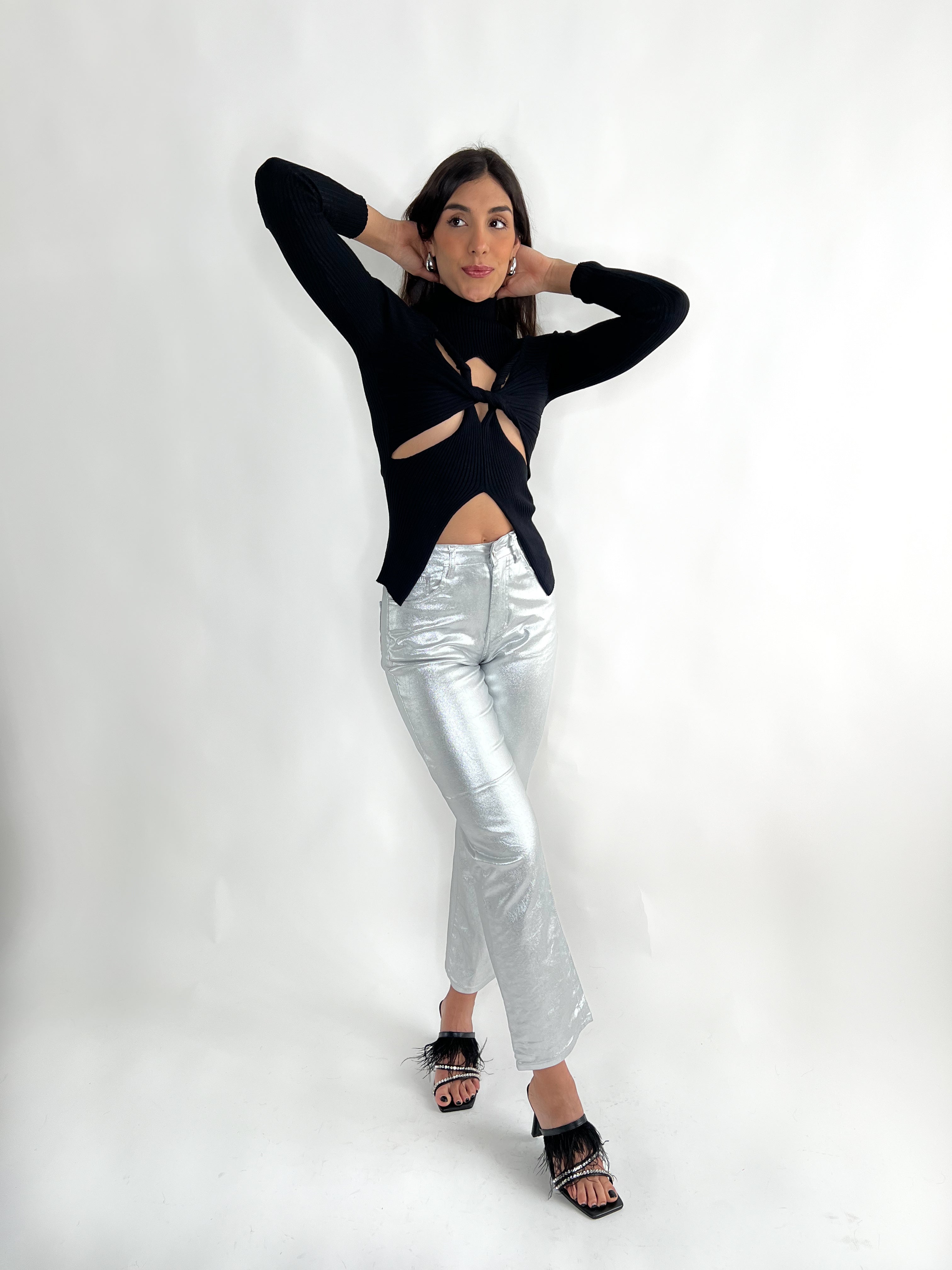ZINNIA METALLIC PANTS-SILVER