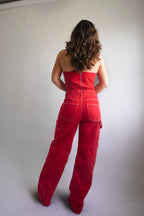 JEANS CARGO DENIM RED